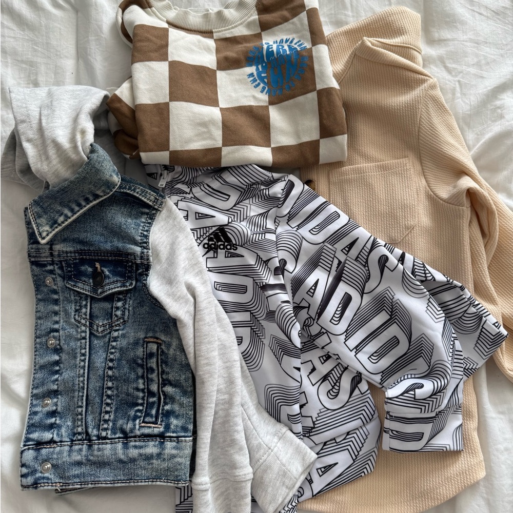 Adidas Monochrome Hoodie with Denim Vest